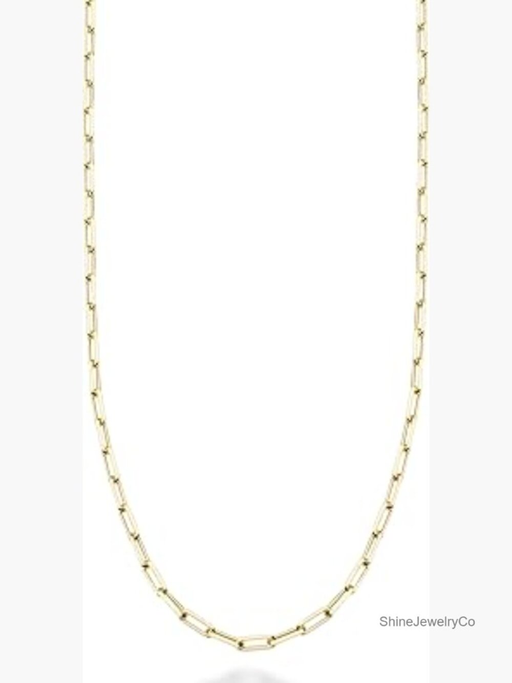Italian Solid 925 Silver 18K Gold Plated 2mm Paperclip Chain Necklace 18in